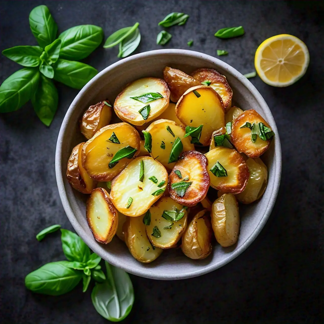 Roasted Potatoes with Fresh Lemon Basil