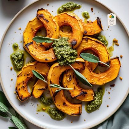 Butternut Squash Wedges with Sage Pesto: Indian-Style Roasted Delight