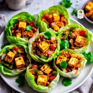 Crispy Lettuce Wraps with Indian-Style Paneer Filling